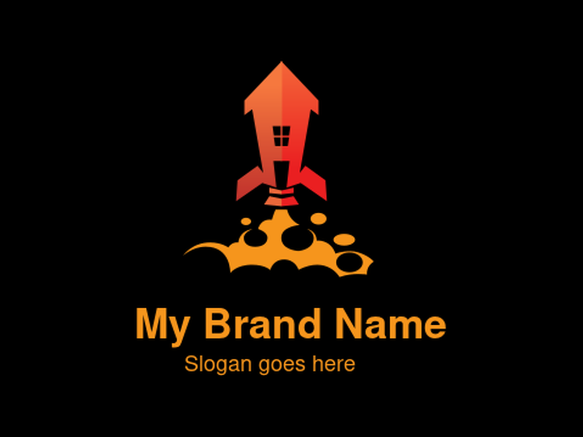 Vibrant Red and Orange Rocket House with Cloud Base Symbol Logo Design for Innovative Real Estate and Growth Branding